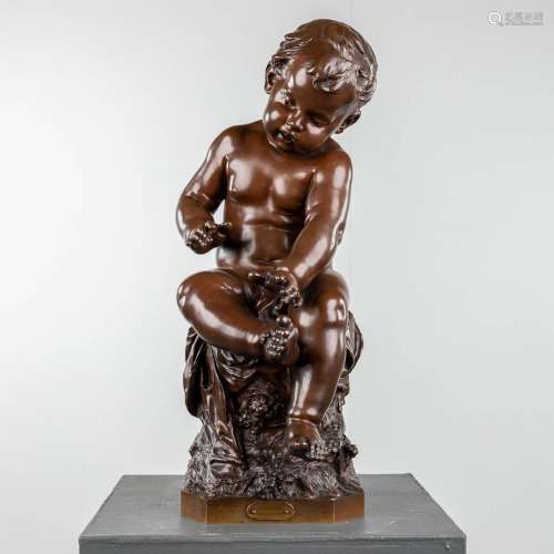 Auguste MOREAU (1834-1917) 'Enfant avec mouche' patinated br...