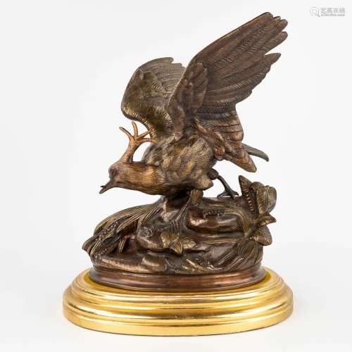 Christophe FRATIN (1801-1864) 'Bird' patinated bronze. (L: 2...