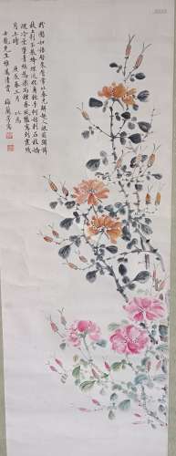 梅兰芳  花卉 日本裱 设色纸本立轴