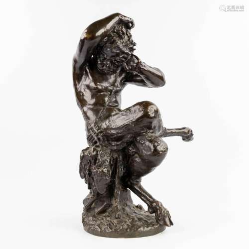 CLODION (1738-1814) 'Satyr' patinated bronze, 19de eeuw. (L:...