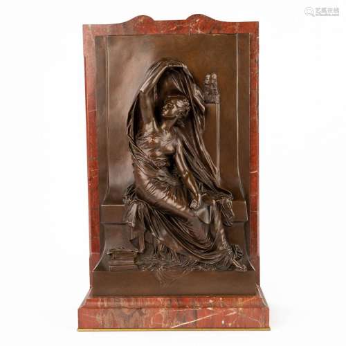 Henri CHAPU (1833-1891) 'Figurine of a lady' a bas-relief, p...