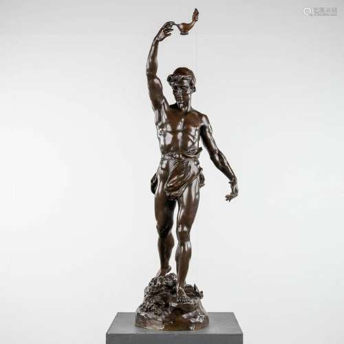 Marcel DÉBUT (1865-1933) ?Le Vainqueur? patinated bronze. (L...
