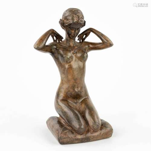 Pierre CHENET (XX-XXI) 'Seated lady' patinated bronze. (L: 1...
