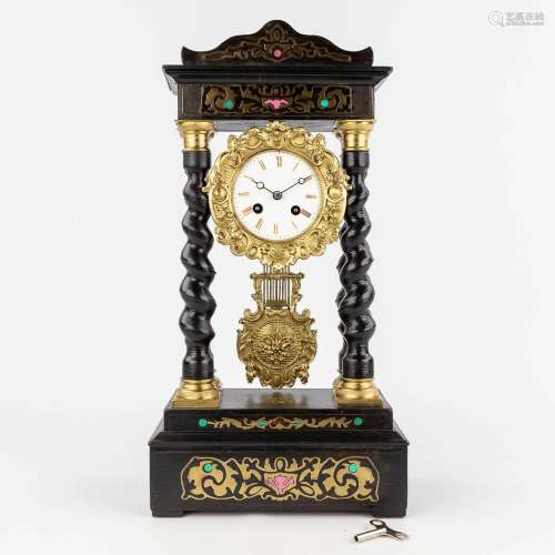 A column clock finished with copper inlay in Napoleon 3 styl...