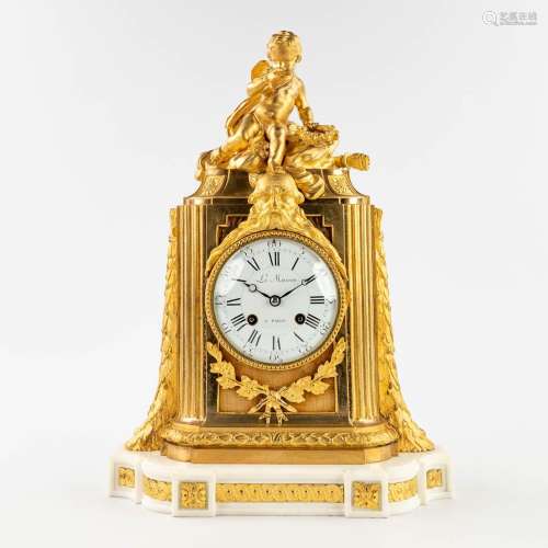 Le Musson, a mantle clock, bronze in Louis XVI style. 19th c...