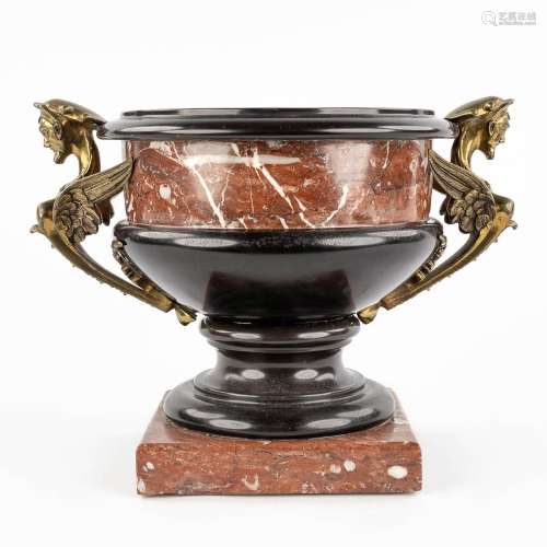 A large coupe, Belgian Black and Red Marble and mounted with...