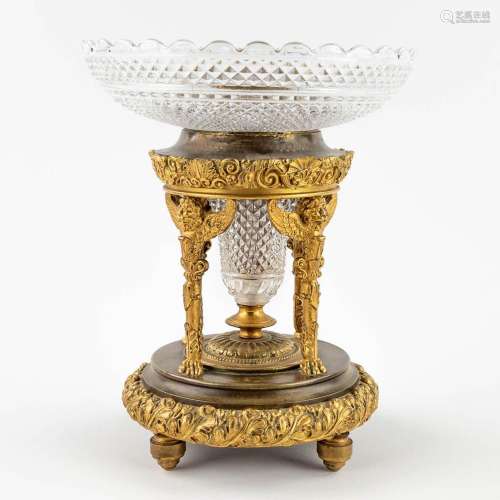 Baccarat, a tazza, crystal mounted on a bronze base. 19th C....