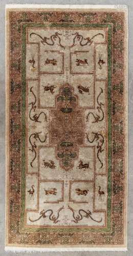 A Chinese hand-made carpet. (L: 168 x W: 86 cm)