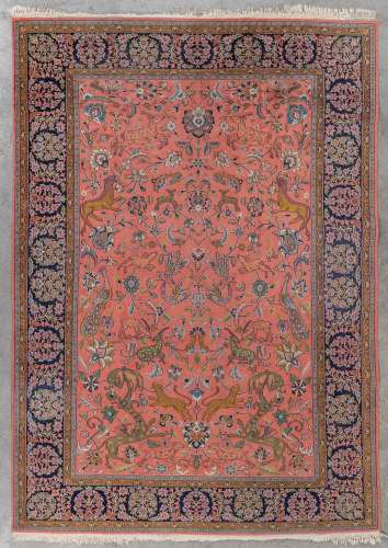 An Oriental hand-made carpet, Sarough. (L: 215 x W: 152 cm)