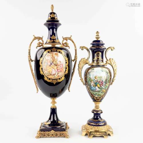 A collection of 2 vases, ceramics mounted with bronze. Proba...