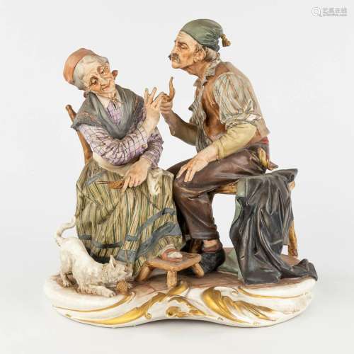 Capodimonte, a porcelain scène with figurines. (L: 26 x W: 2...
