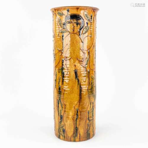 Rik VERMEERSCH (1949) 'Vase with figurines' glazed terracott...
