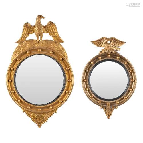 A collection of 2 round mirrors with an eagle, Hollywood Reg...