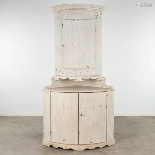 A corner cabinet, patinated wood in Gustavian style. Late 20...