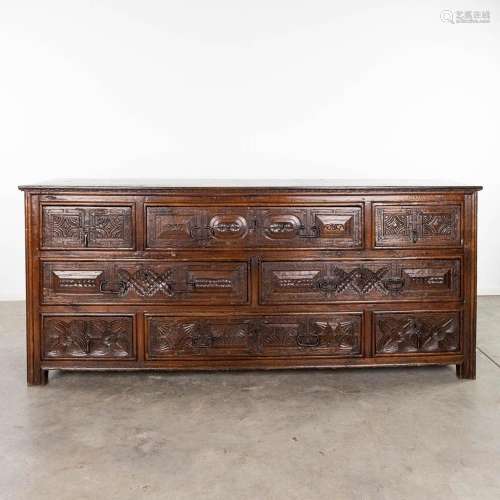 A large sideboard with drawers, solid wood. 18th C. (L: 63 x...