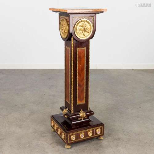 A pedestal, wood mounted with bronze in Louis XVI style and ...