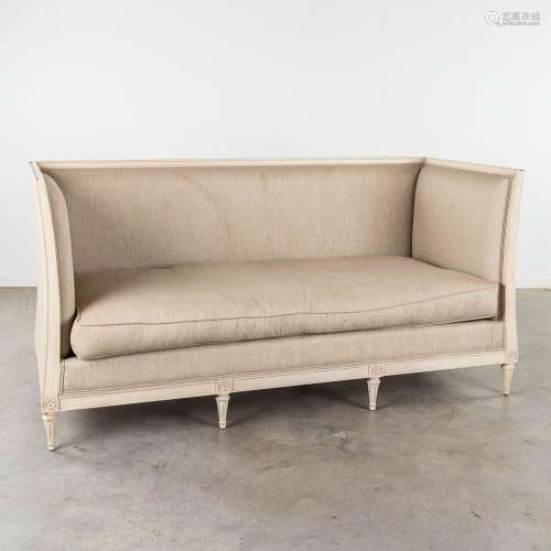 An antique settee with straight sides, Louis XVI style. (L: ...