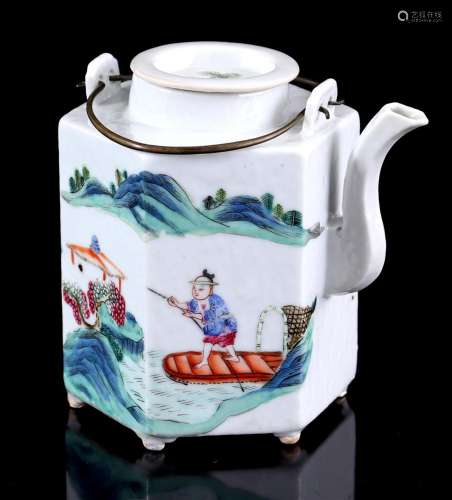 Porcelain hexagonal teapot