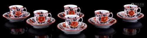 6 porcelain cups and saucers