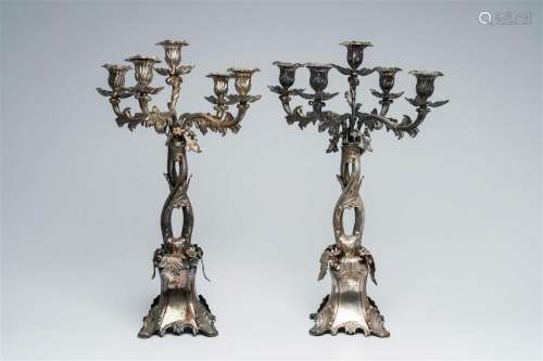 A pair of Swedish silver-plated twisted tree trunk-shaped fi...