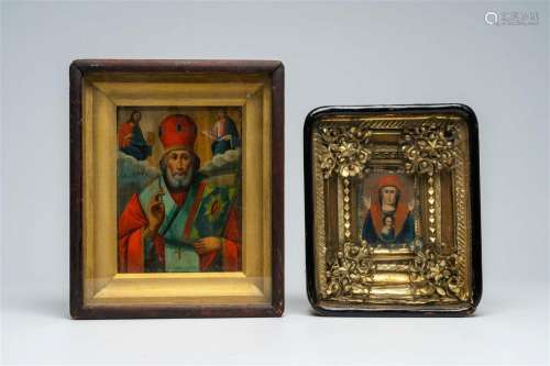 Eastern European school: Two orthodox paintings, 'Mother of ...