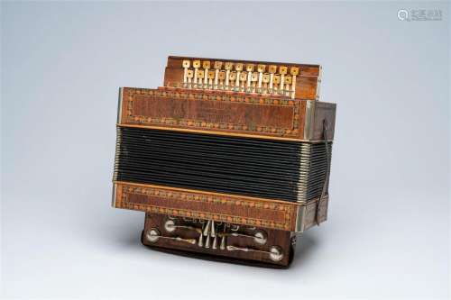 A Belgian 'P. Van Roten' diatonic 'lepelbasser' accordion wi...