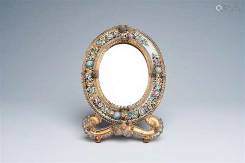 An Italian micro-mosaic table mirror with floral design and ...