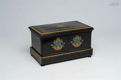 A French Historicism bronze mounted ebonised wooden tortoise...