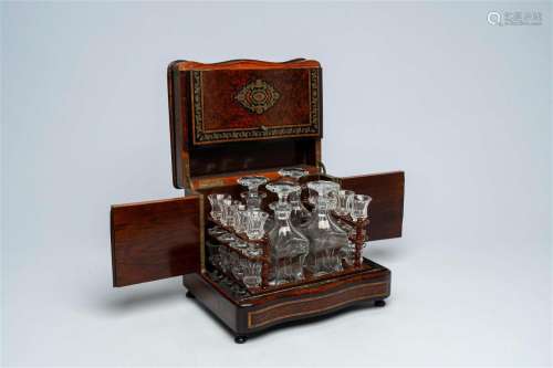 A French burl wood veneered and brass-inlaid 'cave à liqueur...