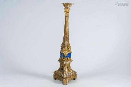 A French carved, gilt and 'faux lapis lazuli' painted floor ...