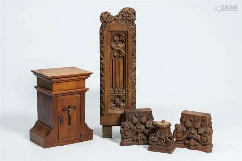 A Flemish oak tabernacle with silk lining and a varied colle...