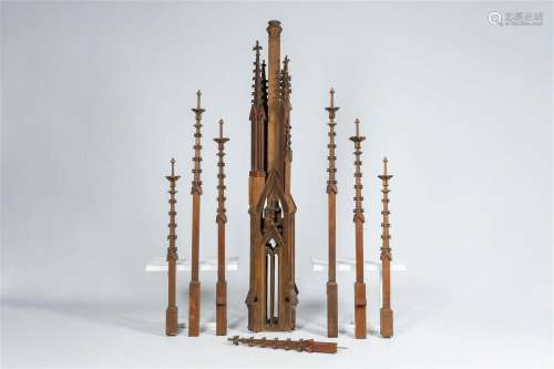 A varied collection of French oak pinnacles, ca. 1900