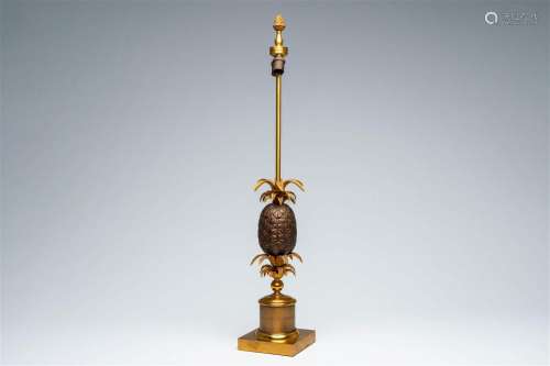 A bronze and brass Maison Charles style 'pineapple' lamp, 19...