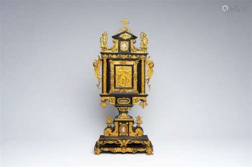 An impressive German Baroque gilt bronze and brass mounted e...