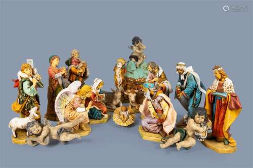 A large polychrome decorated nativity scene, Elio Simonetti ...