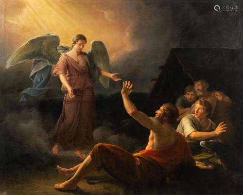 French school: The appearance of the angel, oil on canvas, c...