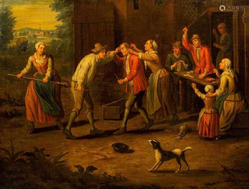 Flemish-English school: The village quarrel, oil on canvas, ...