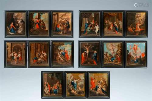 Flemish school: Fifteen 'Rosary' paintings, oil on canvas, 1...