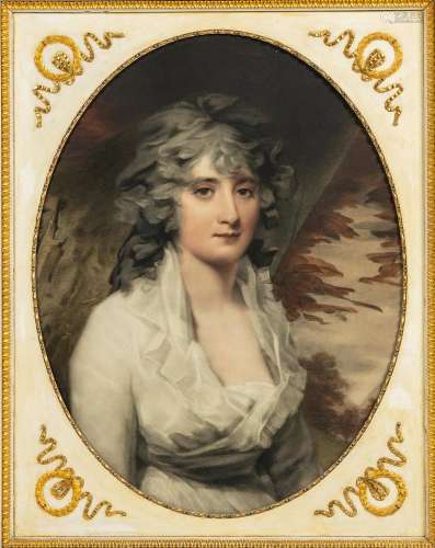 French school: Portrait of a lady, pastel on paper, 19th C.