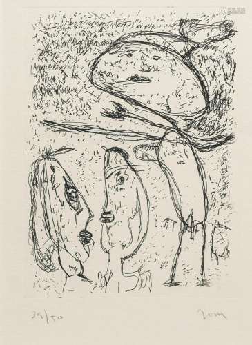 Asger Jorn (1914-1973): 'Stranger in the village', etching, ...