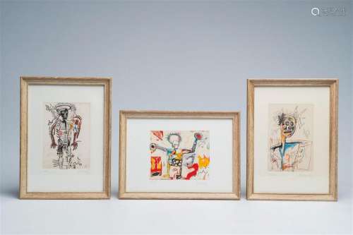 Jean-Michel Basquiat (1960-1988, after): Three various graph...