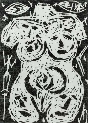 A.R. Penck (Ralf Winkler, 1939-2017): 'Ohne Struktur', woodc...