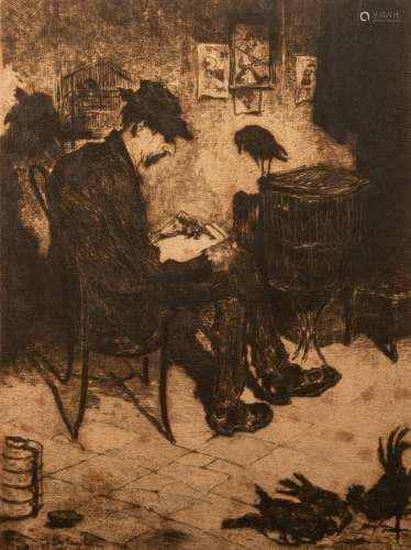 Jules De Bruycker (1870-1945): 'Confrère', etching, dated 19...