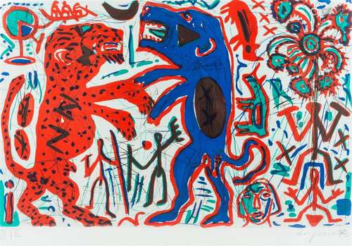 A.R. Penck (Ralf Winkler, 1939-2017):  'Romantischer Streit'...