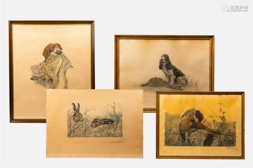 Léon Danchin (1887-1938): Four graphic works with animals