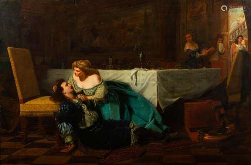 Alfred Thompson (19th C.): Troubadour Scene, oil on canvas, ...