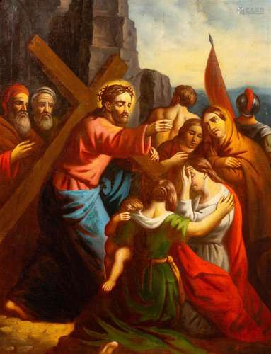 Flemish school: Christ carries the cross, oil on canvas, 19t...