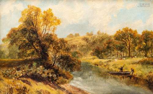 English school, illegibly signed: Animated river landscape, ...