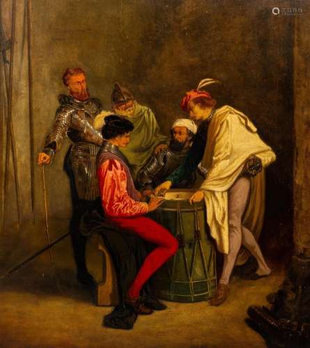 Joseph Lies (1821-1865): The dice players, oil on panel