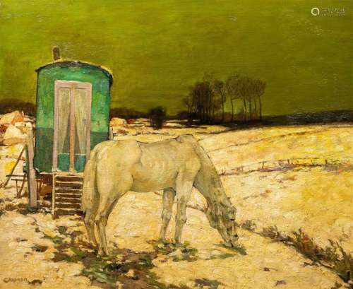 Oscar Coddron (1881-1960): Horse and caravan in a snowy land...